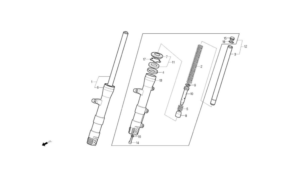 Delebilde FRONT FORK Daelim B-Bone Brun 2009