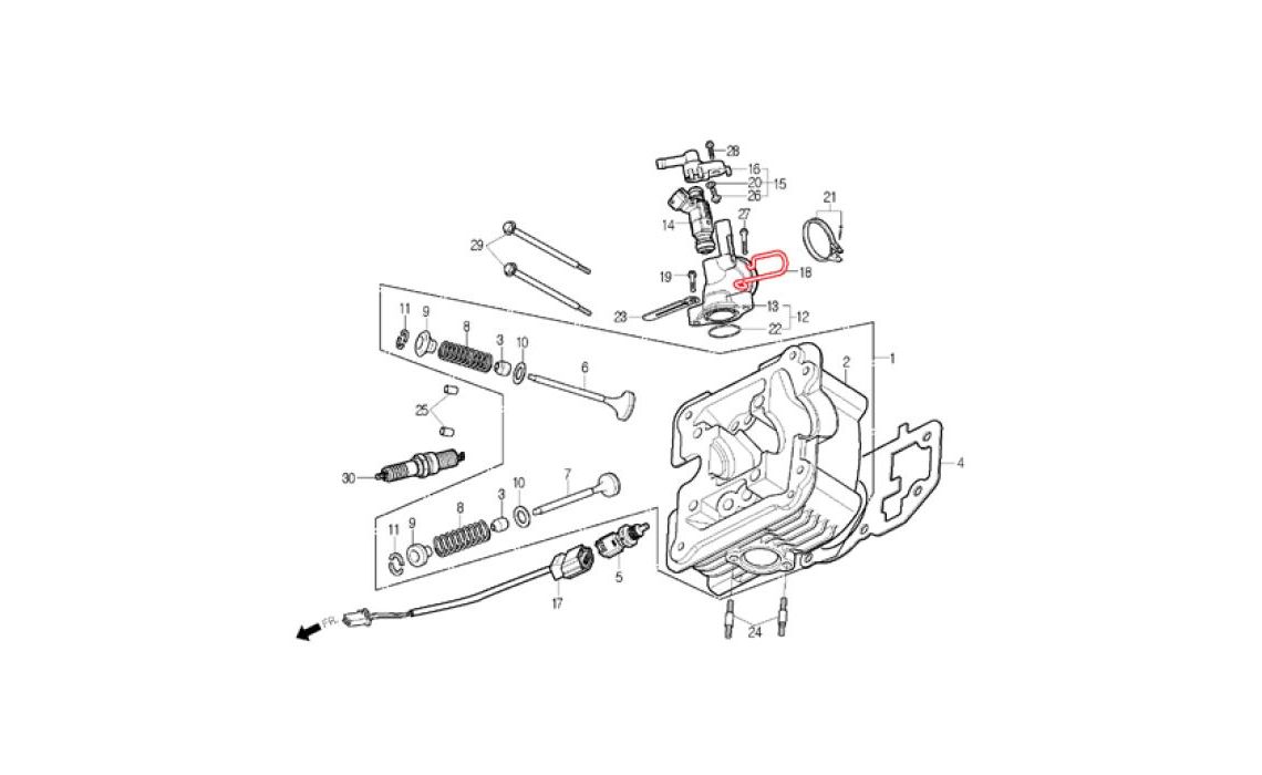 Delebilde CYLINDER HEAD, VALVE Daelim B-Bone Hvit 2009