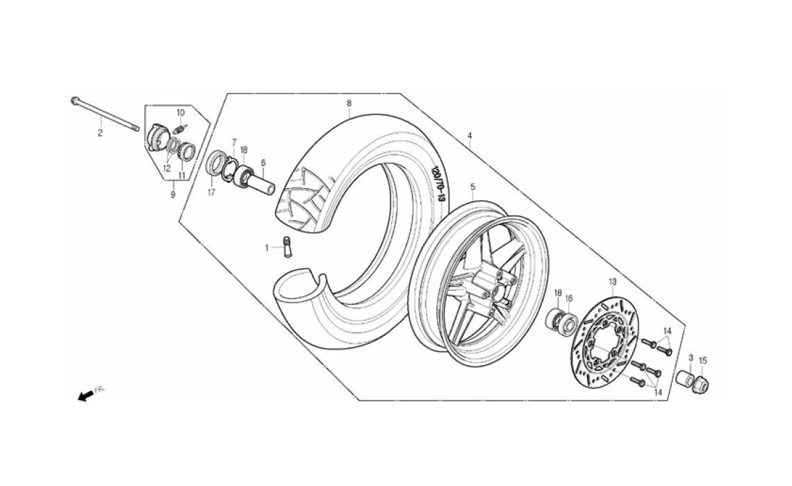Delebilde FRONT WHEEL Daelim B-Bone Hvit 2009