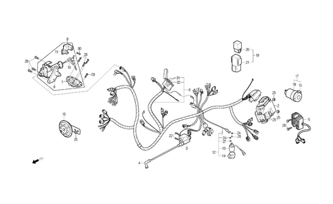Delebilde WIRE HARNESS, IGNITION COIL Daelim B-Bone Hvit 2009