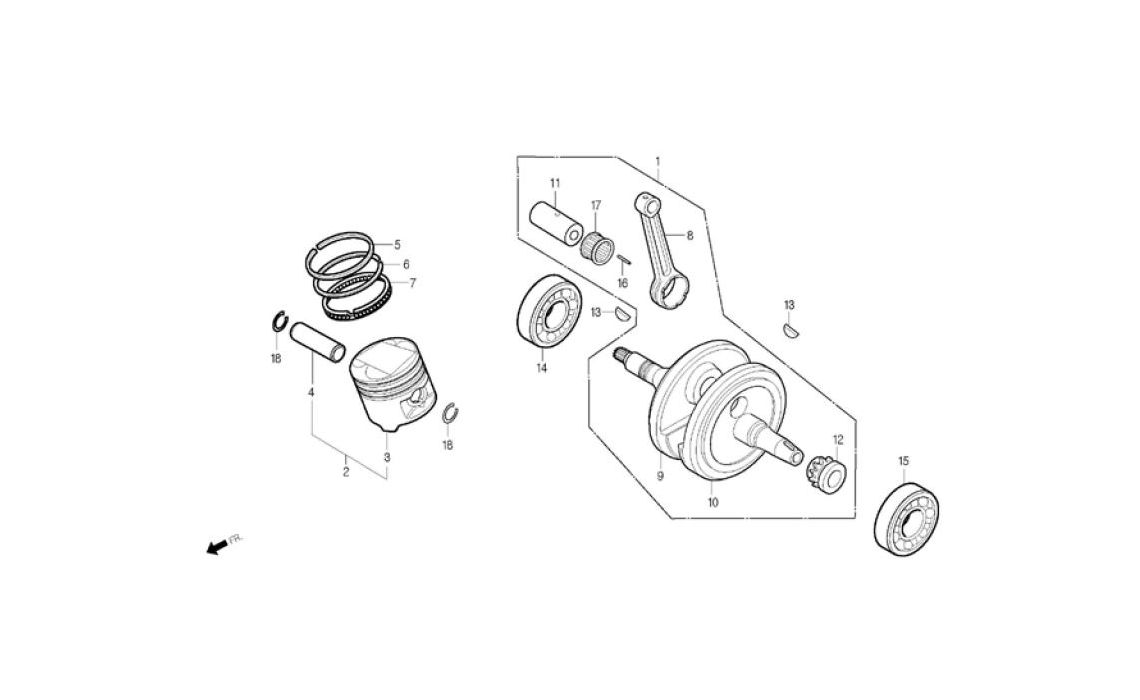 Delebilde CRANK SHAFT, PISTON Daelim Daystar FI Alle 2007