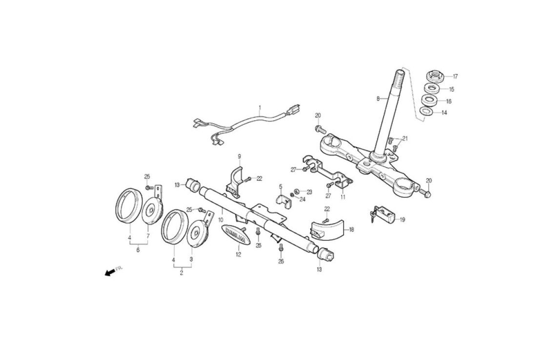 Delebilde STEERING STEM, HORN Daelim Daystar FI Alle 2007