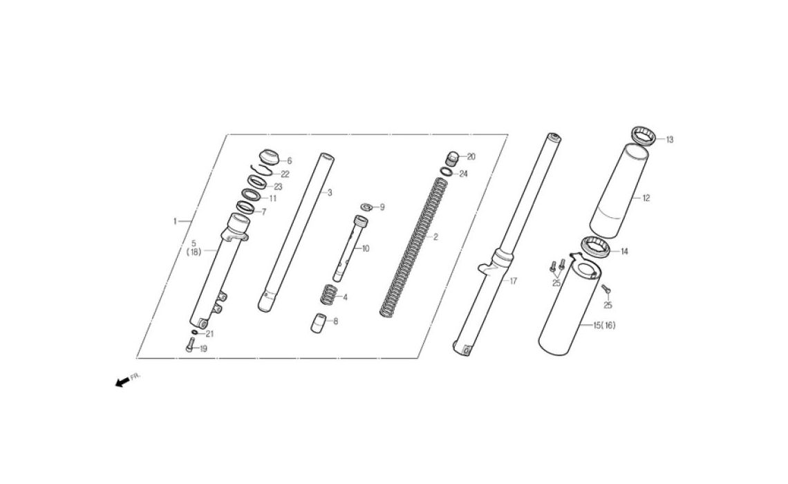 Delebilde FRONT FORK Daelim Daystar FI Alle 2007