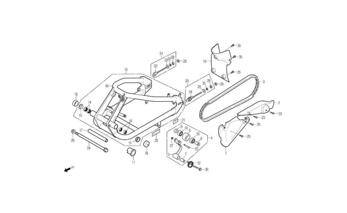 Delebilde SWING ARM, CHAIN CASE Daelim Daystar FI Alle 2007