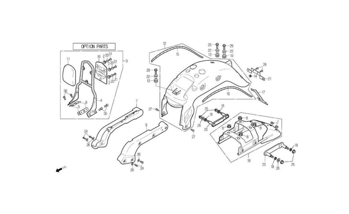 Delebilde GRAP RAIL, REAR FENDER Daelim Daystar FI Alle 2007