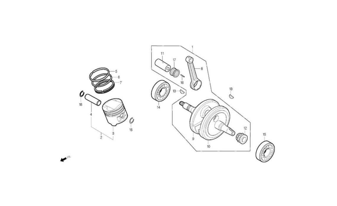 Delebilde CRANK SHAFT, PISTON Daelim Daystar Alle 2004