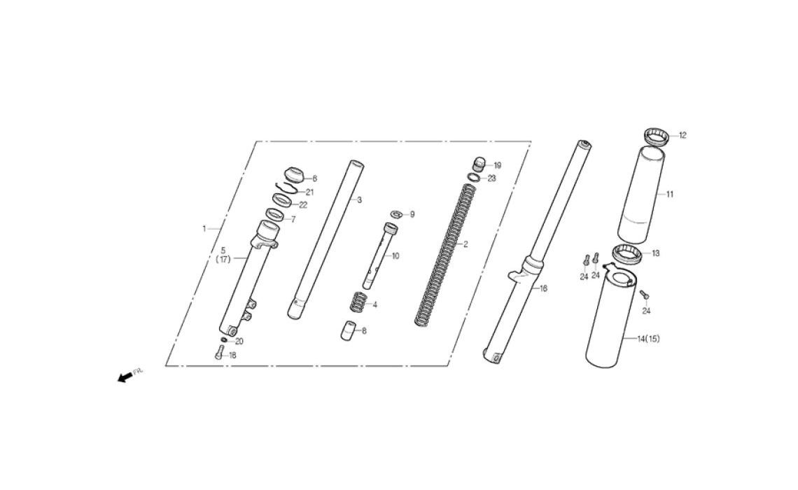 Delebilde FRONT FORK Daelim Daystar Alle 2004