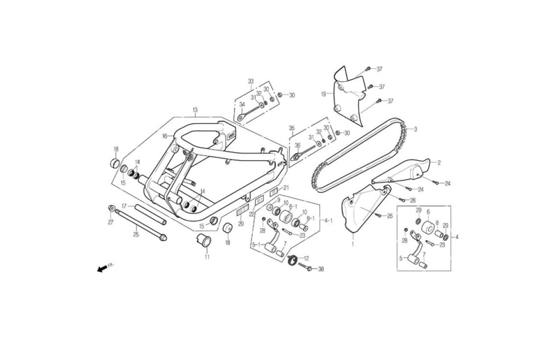 Delebilde SWING ARM, CHAIN CASE Daelim Daystar Alle 2004