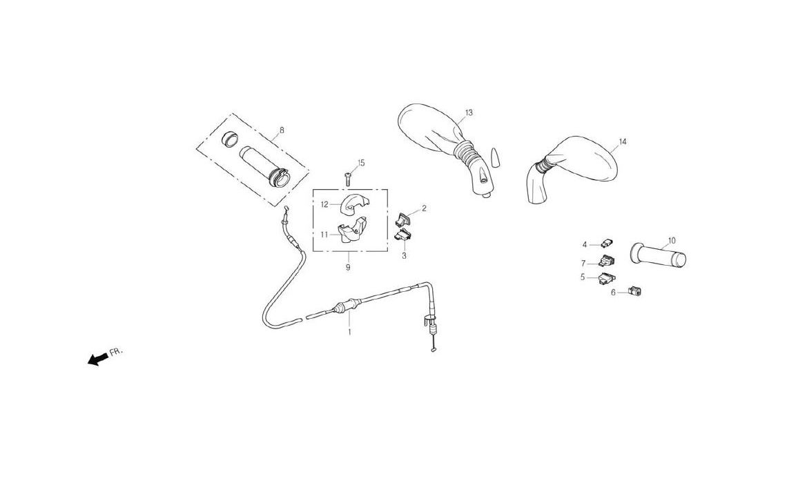 Delebilde HANDLE LEVER, SWITCH, CABLE 2 Daelim NS 125 III Alle 2005