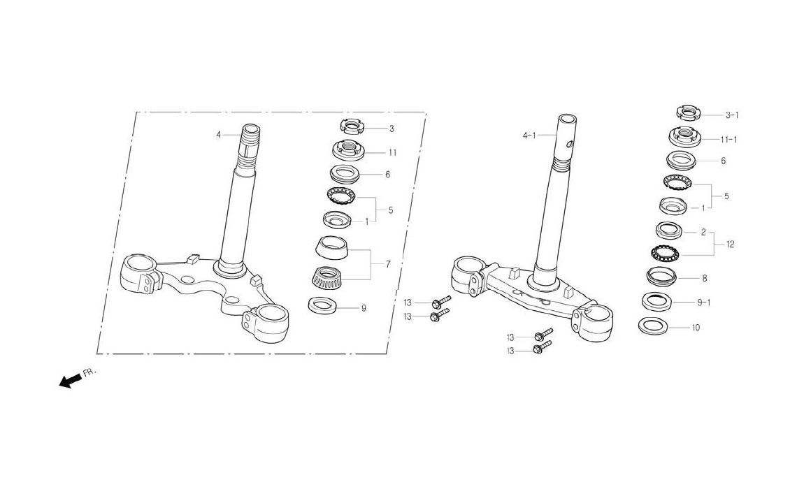 Delebilde STEERING STEM Daelim NS 125 III Alle 2005