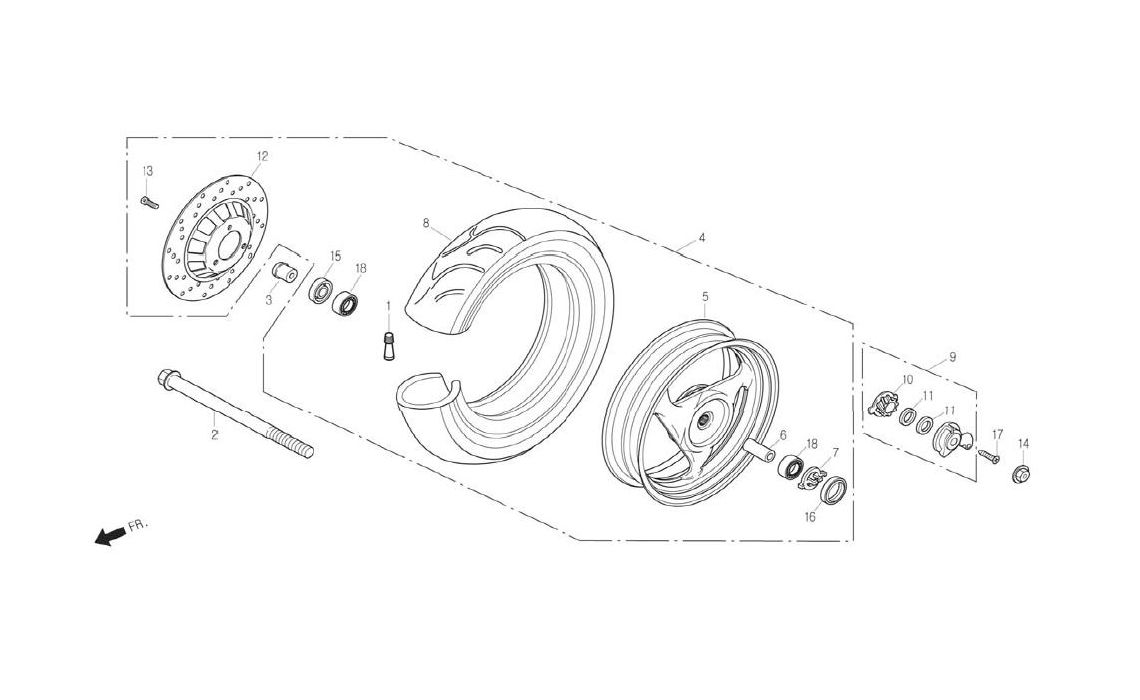Delebilde FRONT WHEEL 1 Daelim NS 125 III Alle 2005
