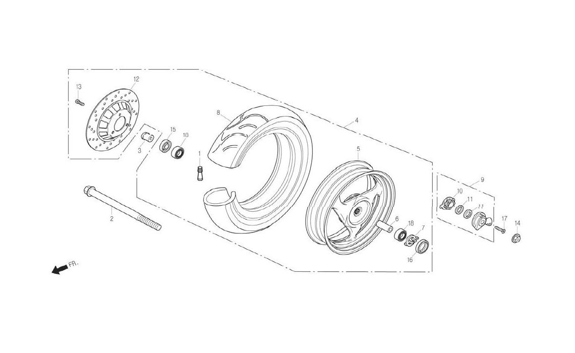 Delebilde FRONT WHEEL 2 Daelim NS 125 III Alle 2005