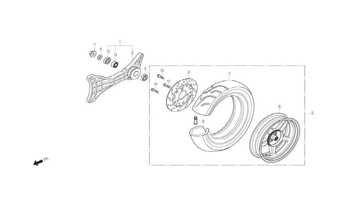 Delebilde REAR WHEEL 2 Daelim NS 125 III Alle 2005