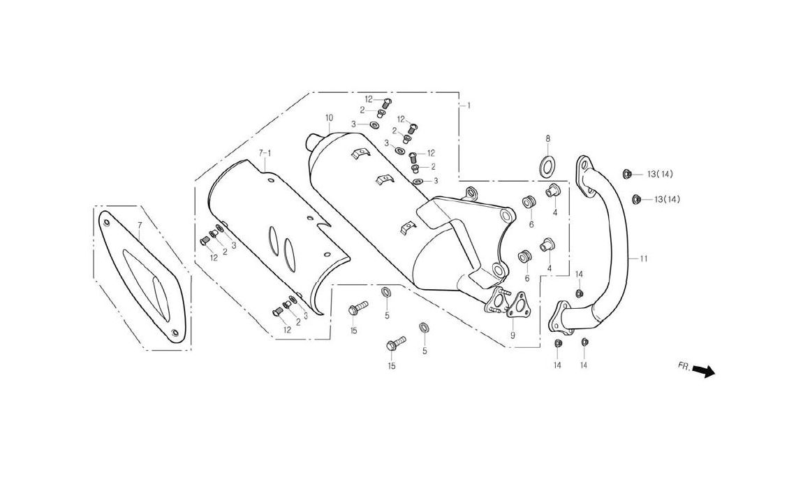 Delebilde EXHAUST MUFFLER 1 Daelim NS 125 III Alle 2005