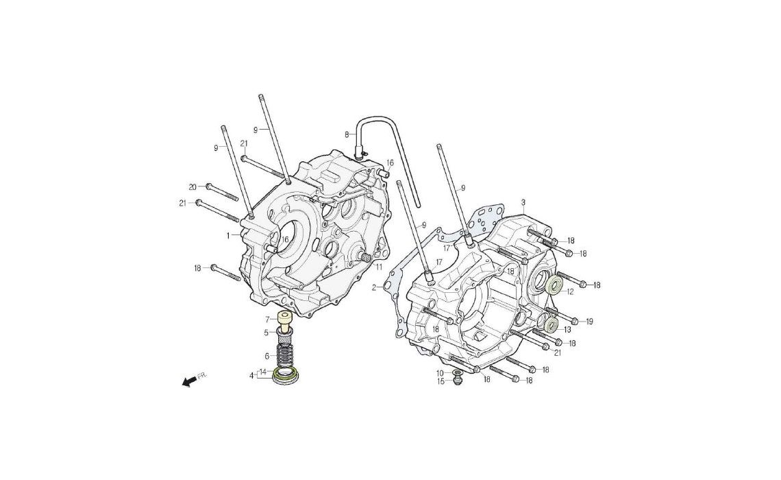 Delebilde CRANK CASE Daelim Roadwin R Alle 2007