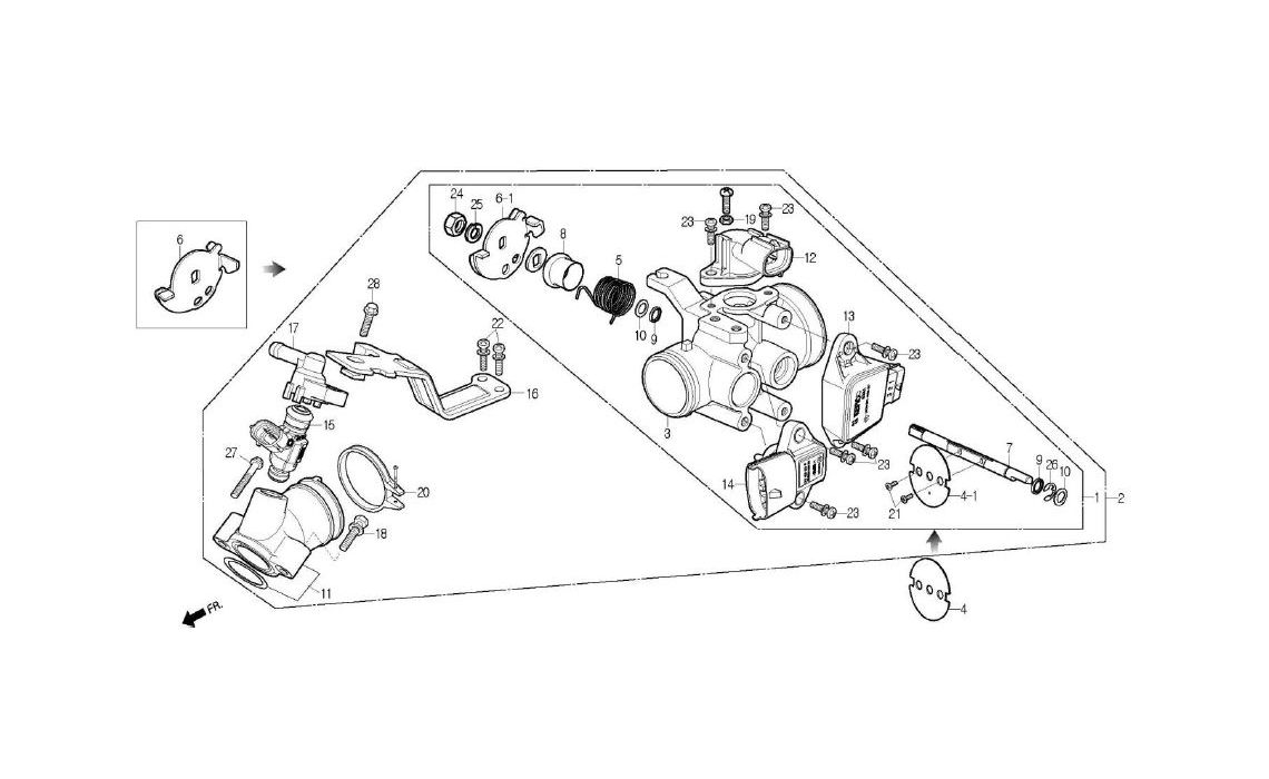 Delebilde THROTTLE BODY Daelim Roadwin R Alle 2007