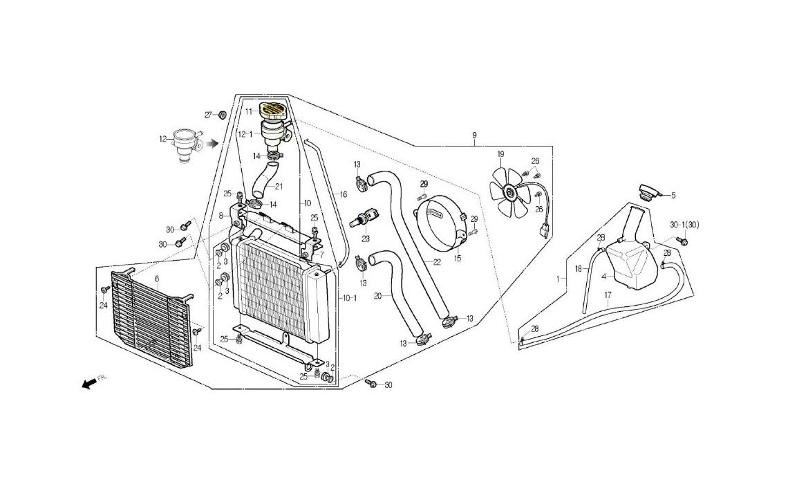 Delebilde RADIATOR, RADIATOR HOSE Daelim Roadwin R Alle 2007