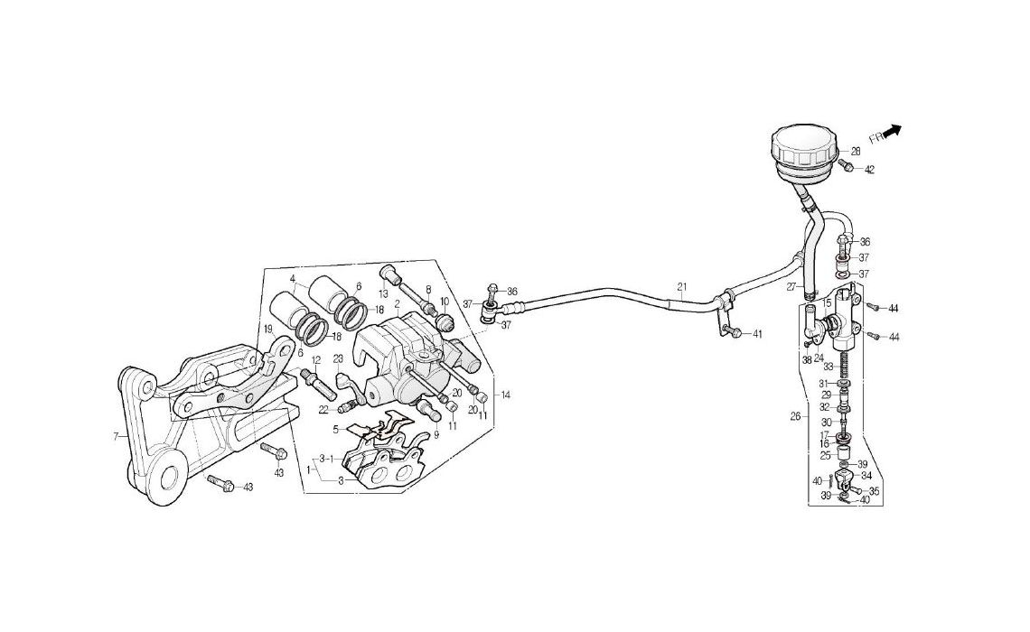Delebilde REAR BRAKE CALIPER Daelim Roadwin R Alle 2007