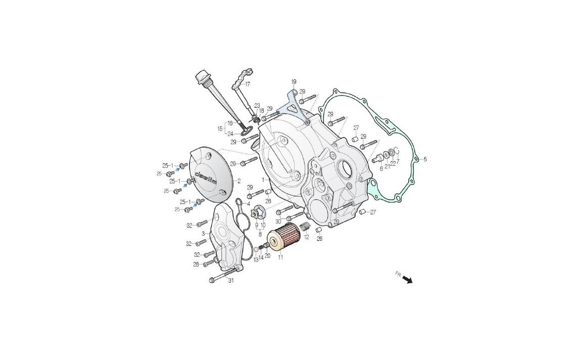 Delebilde RIGHT CRANK CASE COVER Daelim Roadwin R Alle 2007