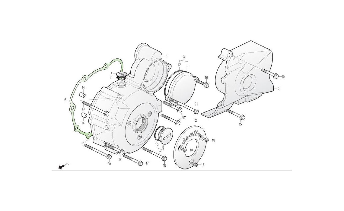 Delebilde LEFT CRANK CASE COVER Daelim Roadwin R Alle 2007