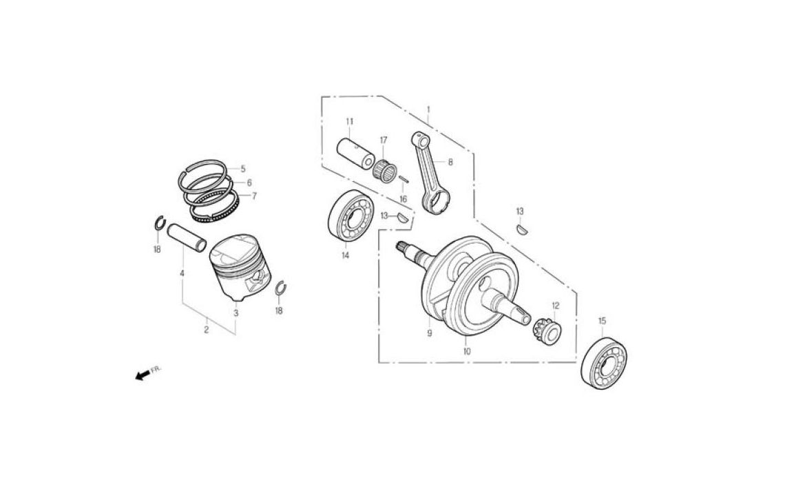 Delebilde CRANK SHAFT, PISTON Daelim Roadwin Alle 2005