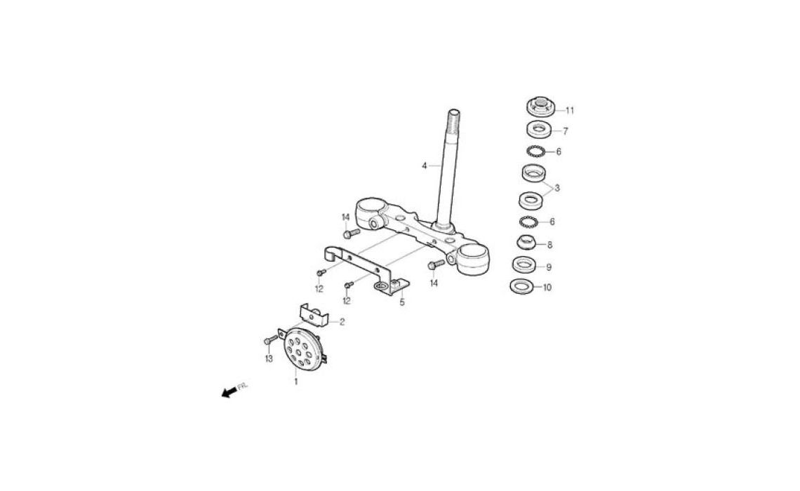 Delebilde STEERING STEM, HORN Daelim Roadwin Alle 2005