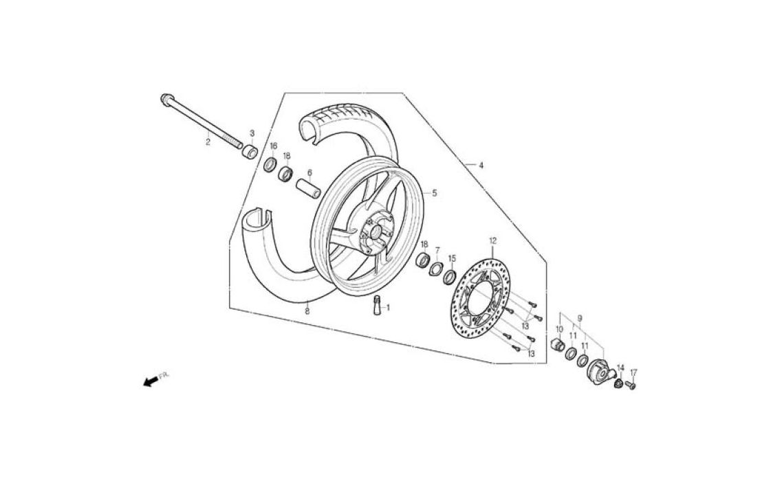 Delebilde FRONT WHEEL Daelim Roadwin Alle 2005
