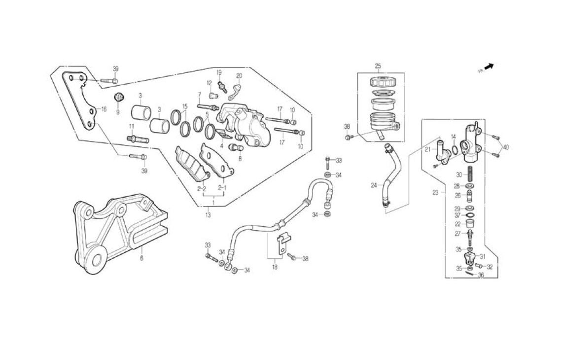 Delebilde REAR BRAKE CALIPER Daelim Roadwin Alle 2005