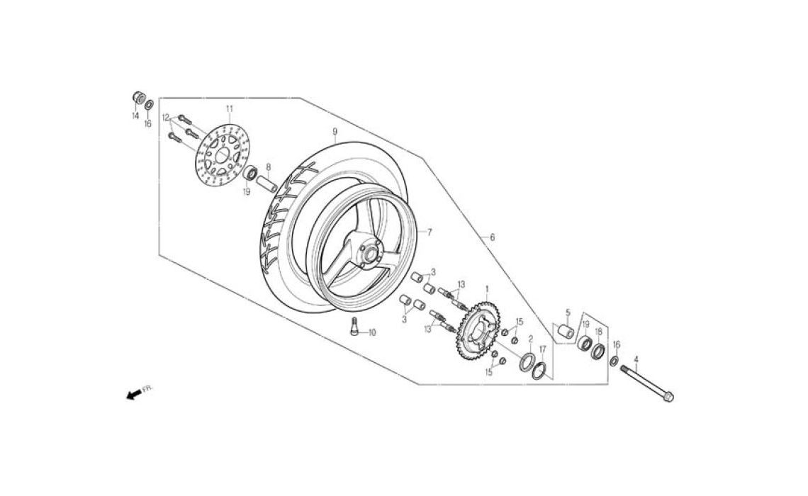 Delebilde REAR WHEEL Daelim Roadwin Alle 2005