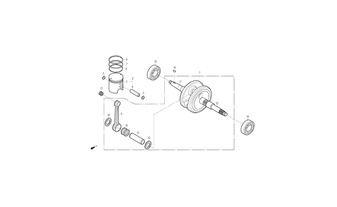 Delebilde CRANK SHAFT, PISTON Daelim S-Five Alle 2004