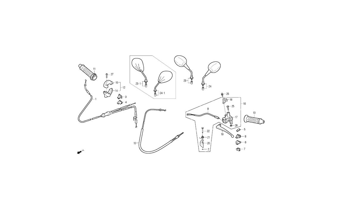 Delebilde HANDLE LEVER, SWITCH, CABLE Daelim S-Five Alle 2004