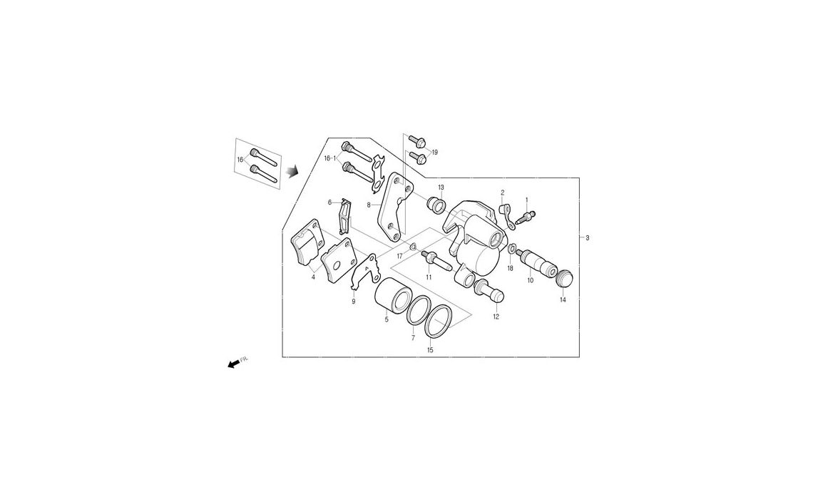 Delebilde FRONT BRAKE CALIPER Daelim S-Five Alle 2004