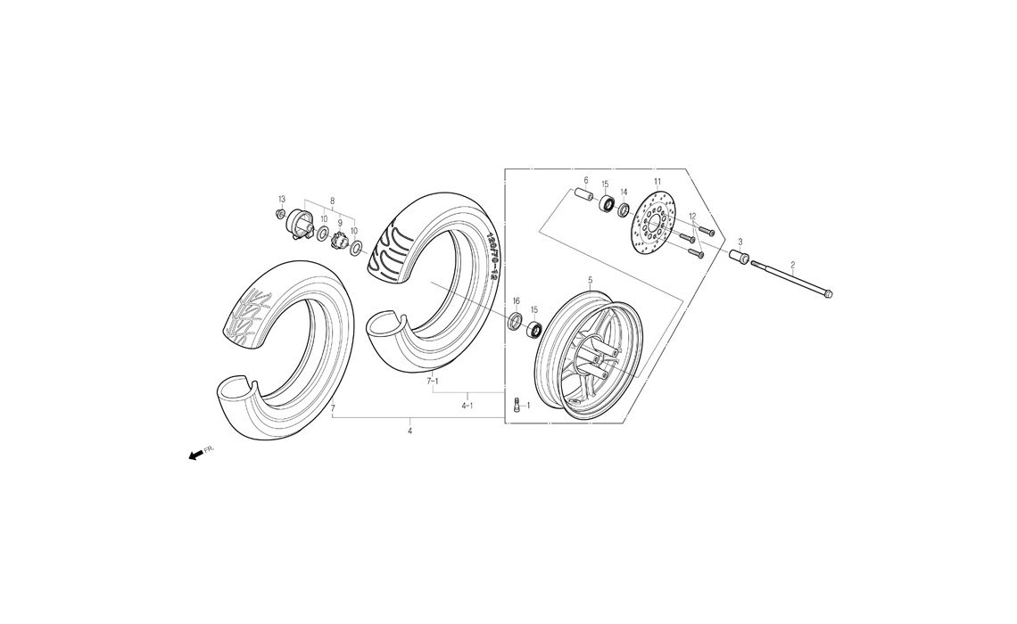 Delebilde FRONT WHEEL Daelim S-Five Alle 2004