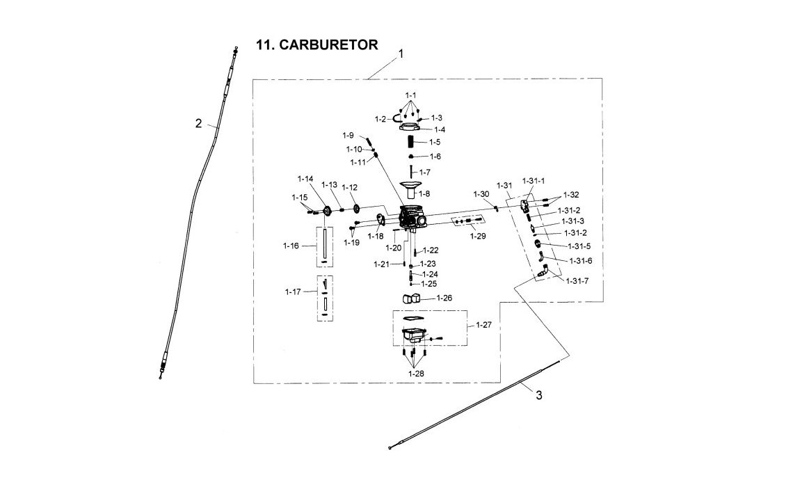 Delebilde CARBURETOR (AUTO-BY/STARTER) E-Ton Challenger 150 Grønn 2005