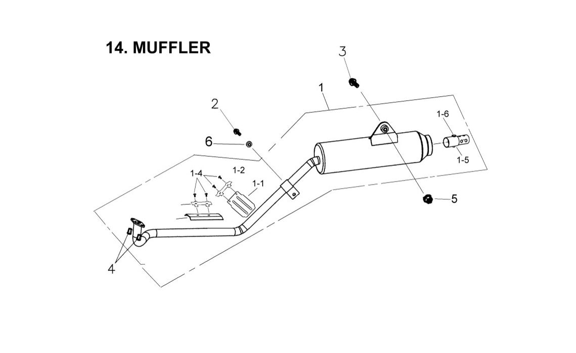 Delebilde MUFFLER ASSY.  E-Ton Challenger 150 Grønn 2005