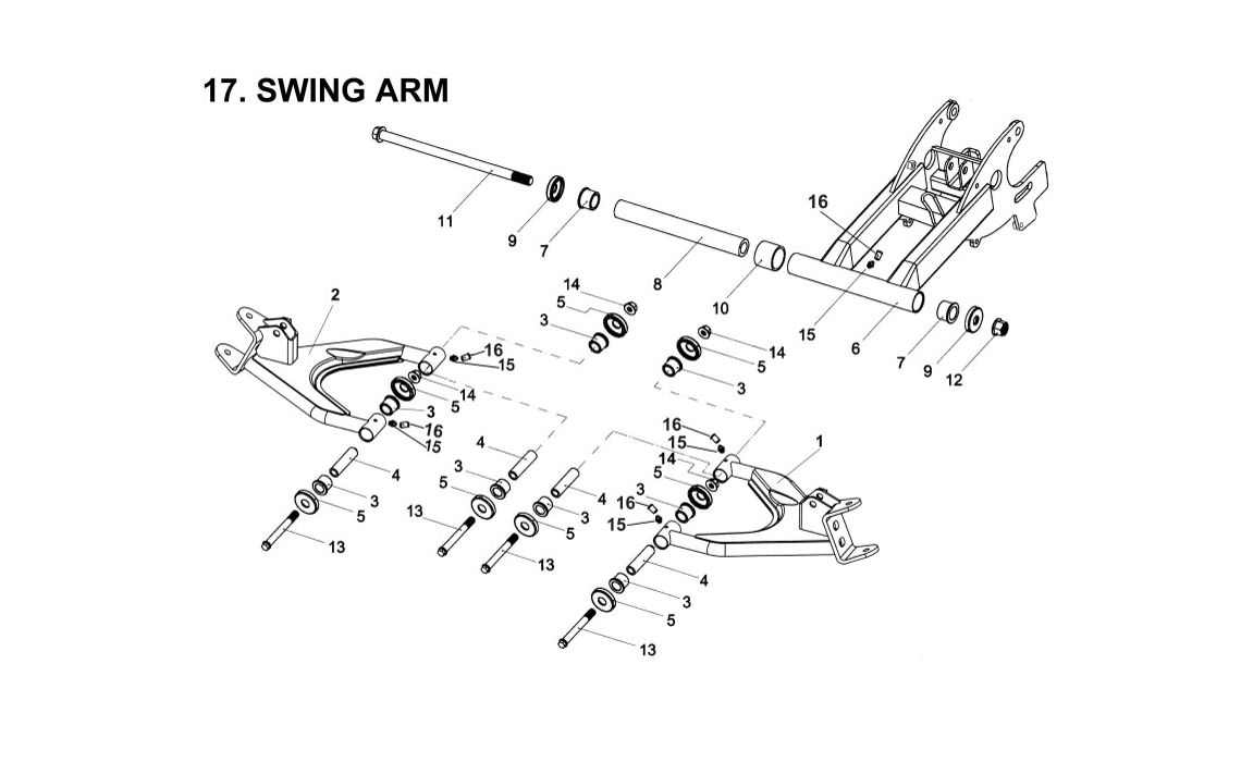 Delebilde SWING ARM E-Ton Challenger 150 Grønn 2005
