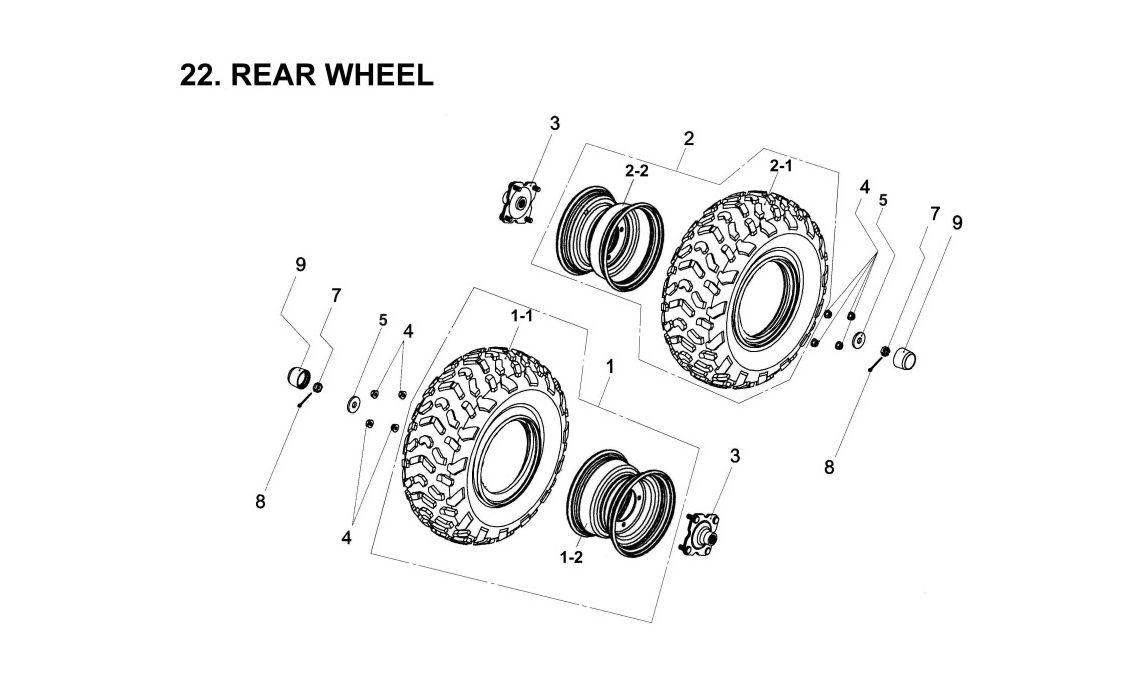 Delebilde REAR WHEEL E-Ton Challenger 150 Grønn 2005