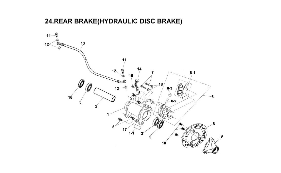 Delebilde REAR BRAKE (HYDRAULIC DISC BRAKE) E-Ton Challenger 150 Grønn 2005