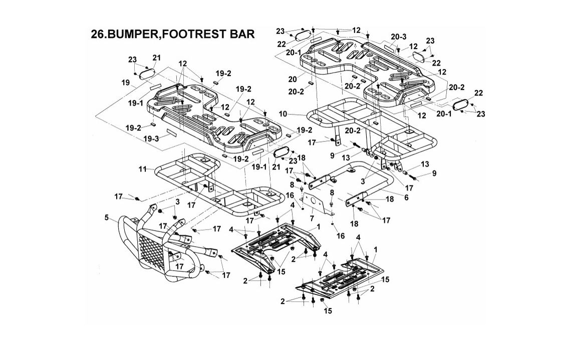 Delebilde BUMPER, FOOTREST BAR E-Ton Challenger 150 Blå 2005