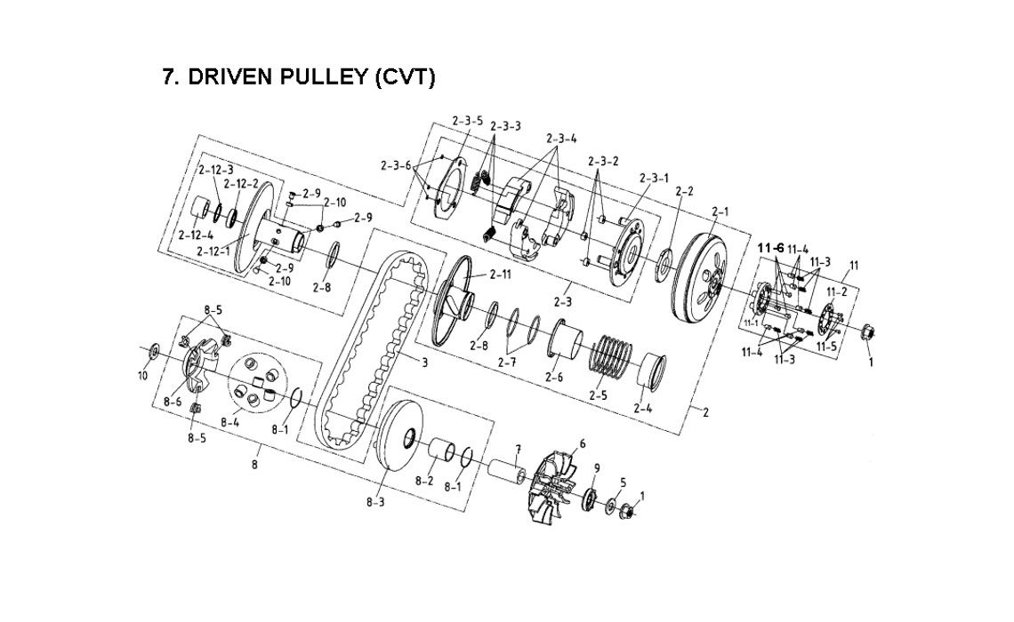 Delebilde DRIVEN PULLEY (CVT) E-Ton Challenger 150 Grønn 2005