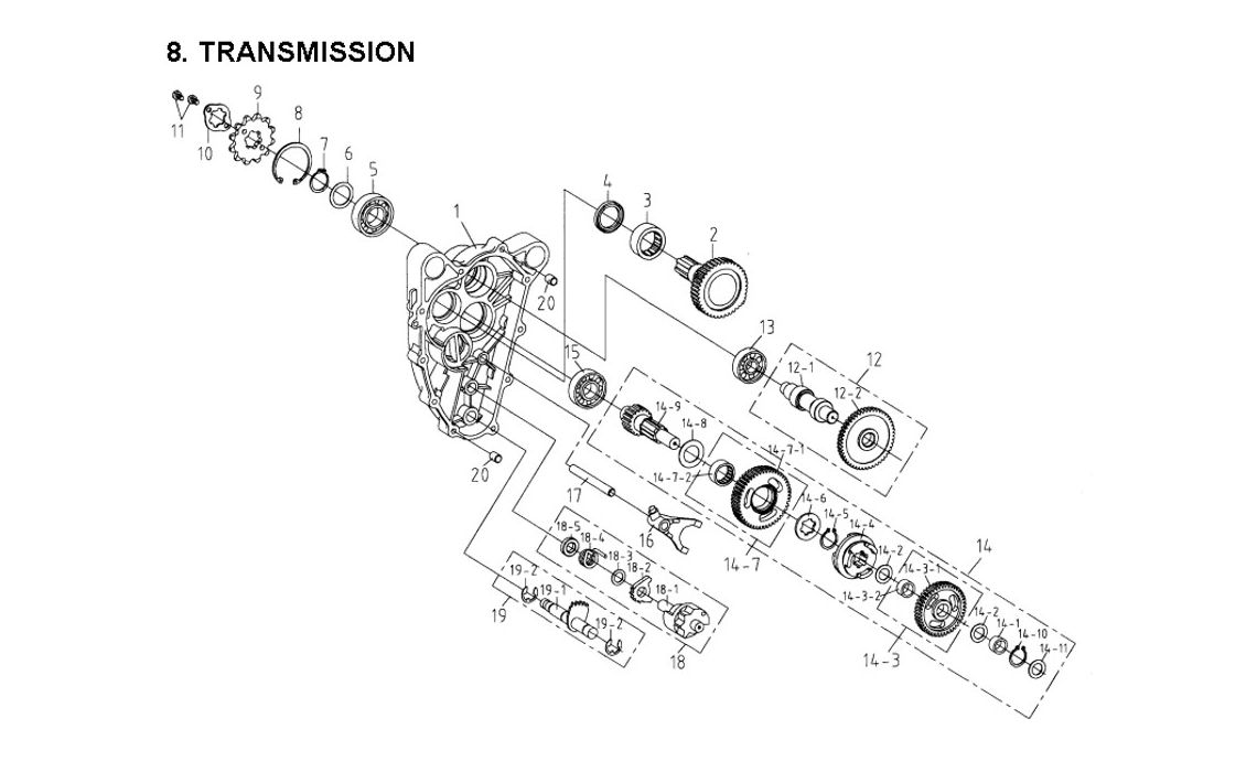 Delebilde TRANSMISSION E-Ton Challenger 150 Grønn 2005