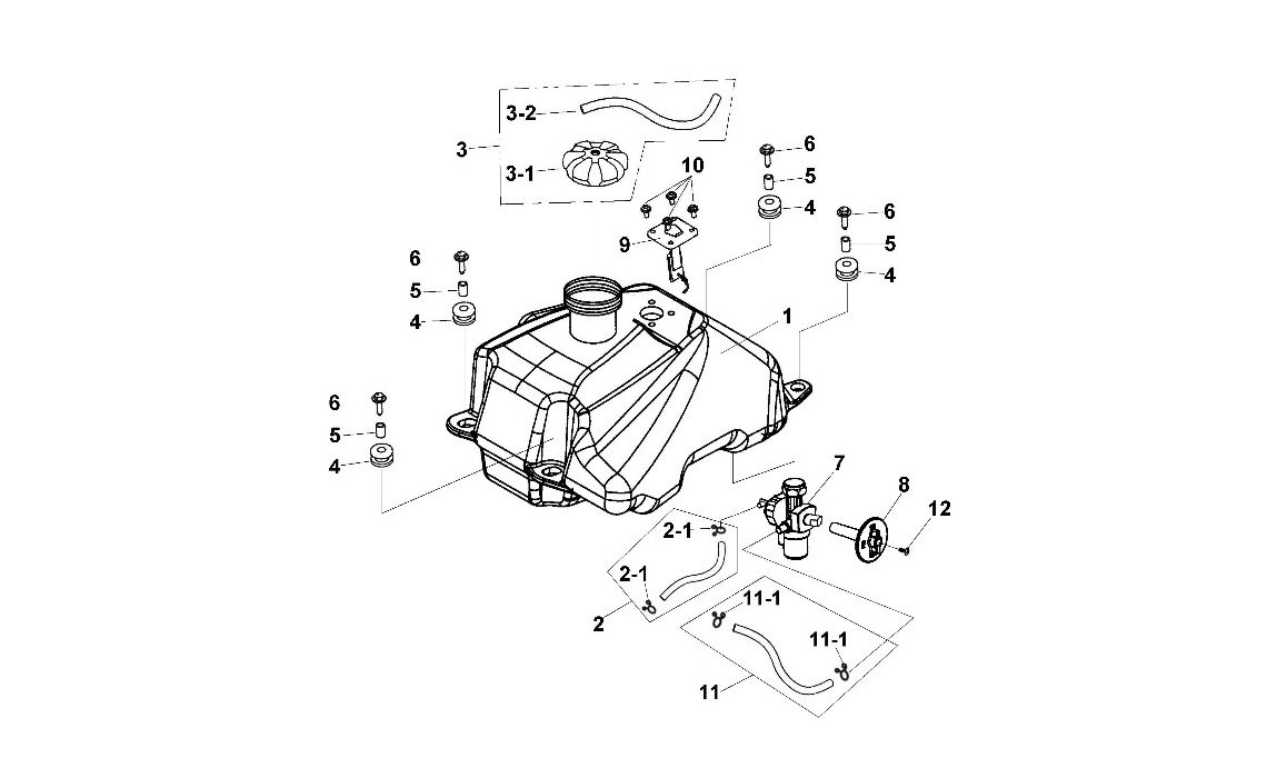 Delebilde FUEL TANK, OIL TANK ASSY E-Ton Vector 250 ST Alle 2005