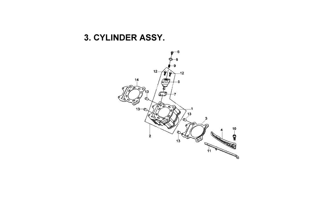 Delebilde CYLINDER ASSY. E-Ton Vector 250 ST Alle 2005