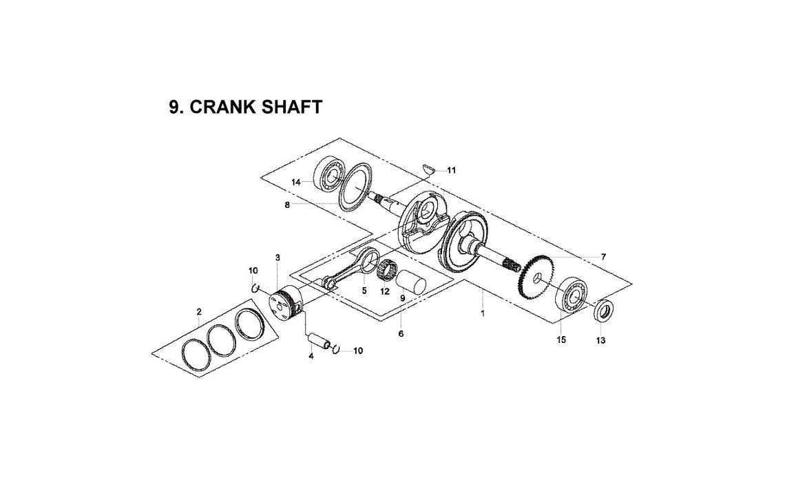 Delebilde CRANK SHAFT E-Ton Vector 250 ST Alle 2005