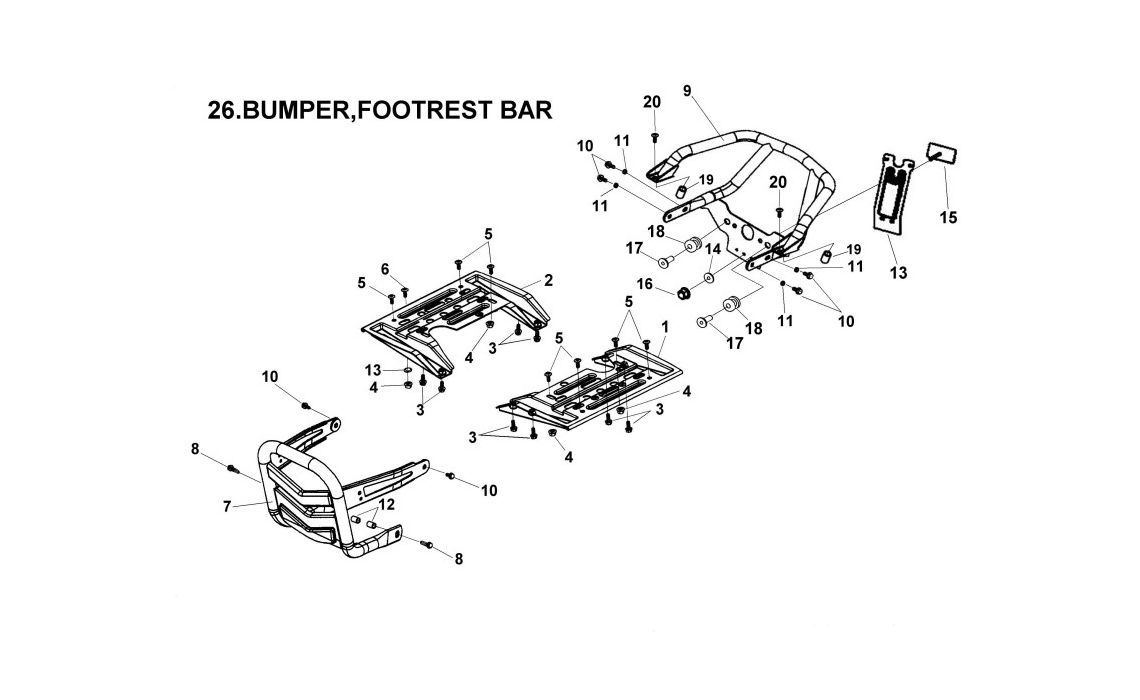Delebilde BUMPER, FOOTREST BAR E-Ton Viper 150 ST Alle 2005