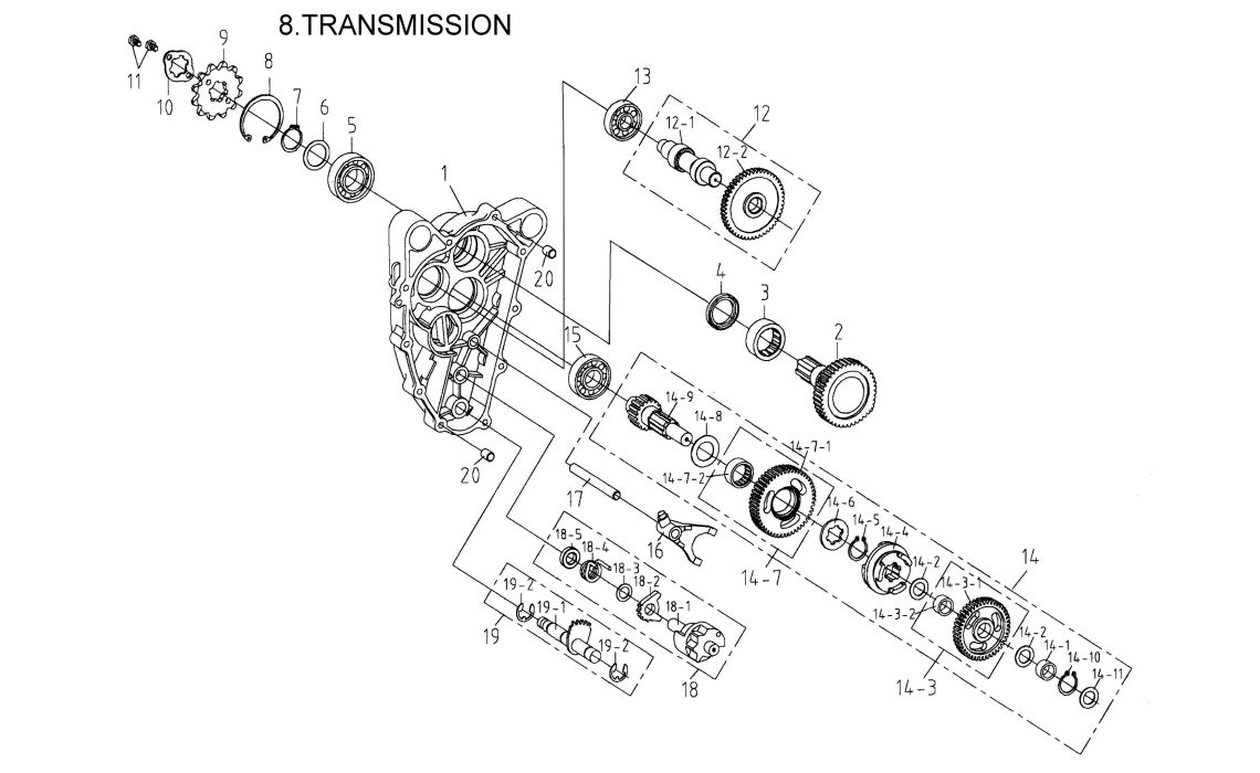 Delebilde TRANSMISSION E-Ton Viper 150 ST Alle 2005