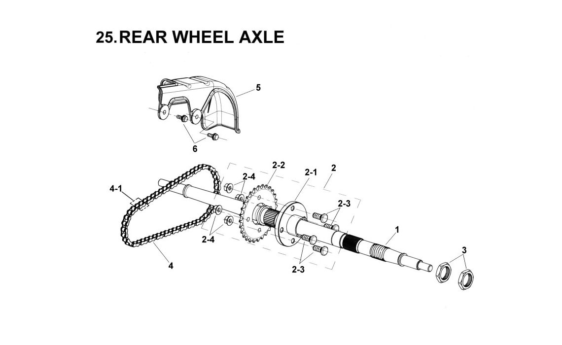 Delebilde REAR WHEEL AXLE E-Ton Viper 90 R Alle 2006