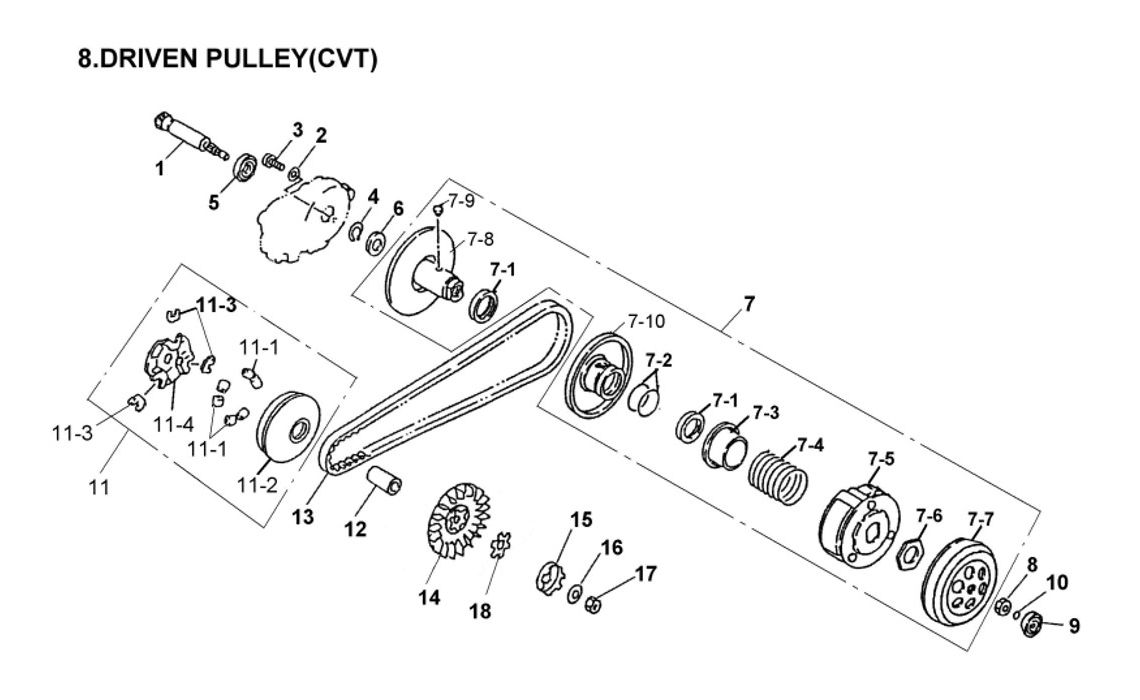 Delebilde DRIVEN PULLEY (CVT) E-Ton Viper 90 R Alle 2006