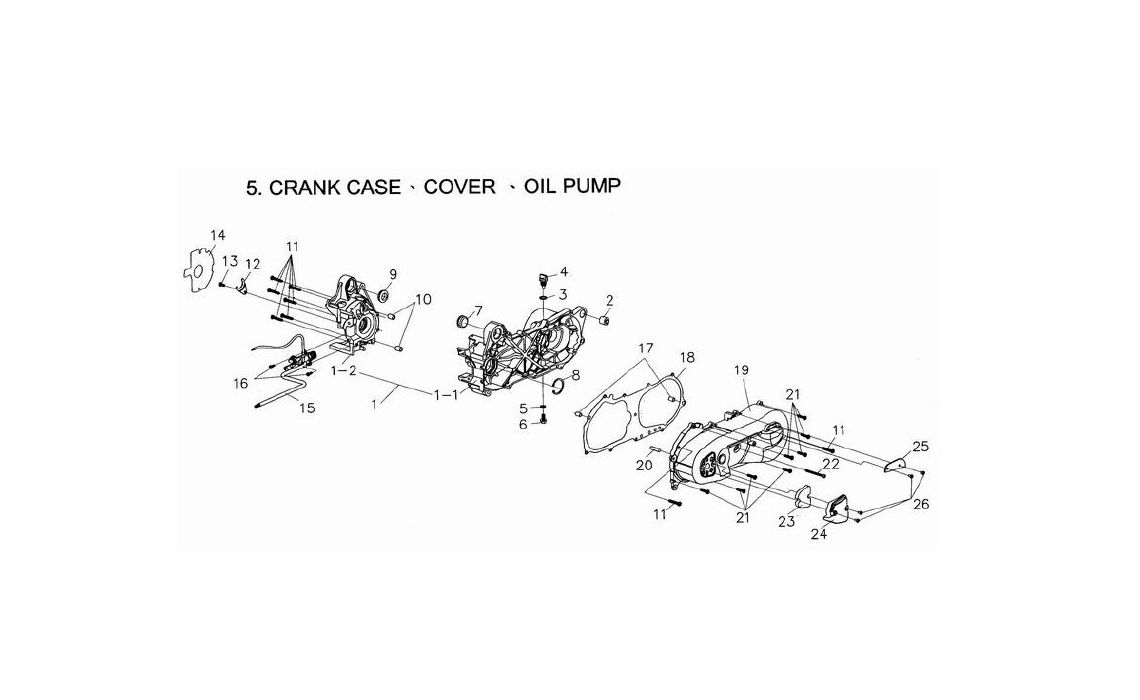 Delebilde CRANK CASE, COVER, OIL PUMP E-Ton Viper 50 ST Alle 2007