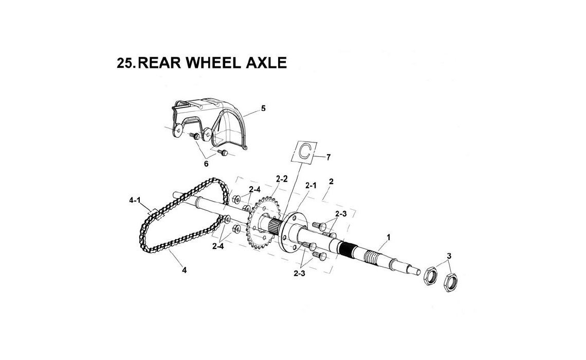 Delebilde REAR WHEEL AXLE E-Ton Viper 90 R (4 takt) Alle 2008
